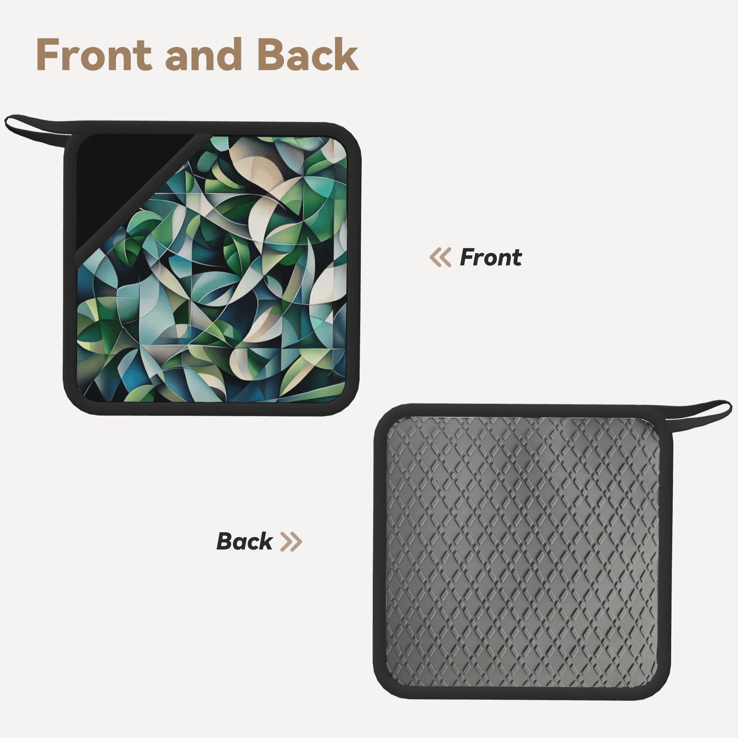 Set of 2 Square Silicone Heat-Resistant Mats 18×18cm – Abstract Geometric Art Design