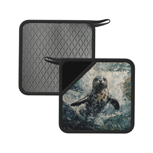 Set of 2 Square Silicone Heat-Resistant Mats 18×18cm – Ocean Art Design Kitchen & Dining Table Pads