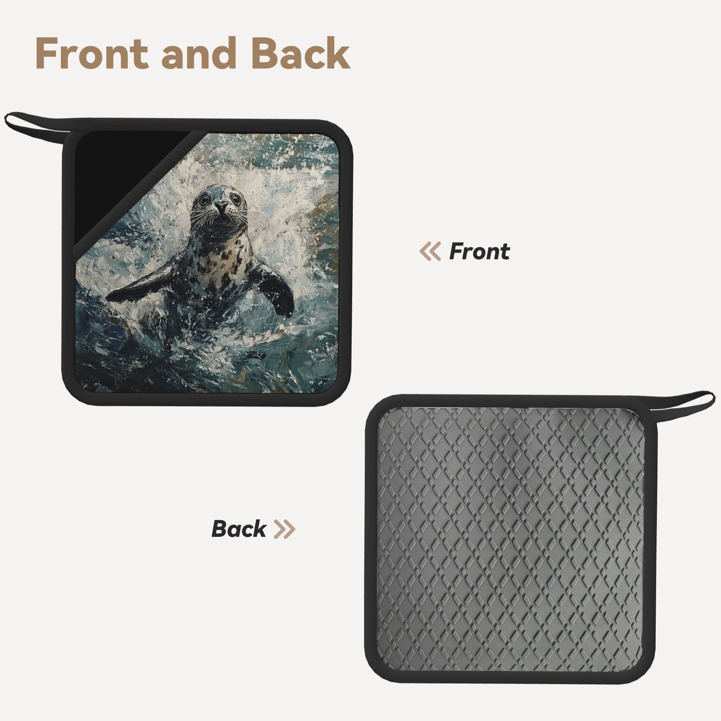 Set of 2 Square Silicone Heat-Resistant Mats 18×18cm – Ocean Art Design Kitchen & Dining Table Pads