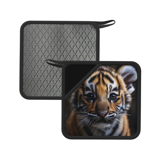 Set of 2 Square Silicone Heat-Resistant Mats 18×18cm – Tiger Art Design Kitchen & Table Pads