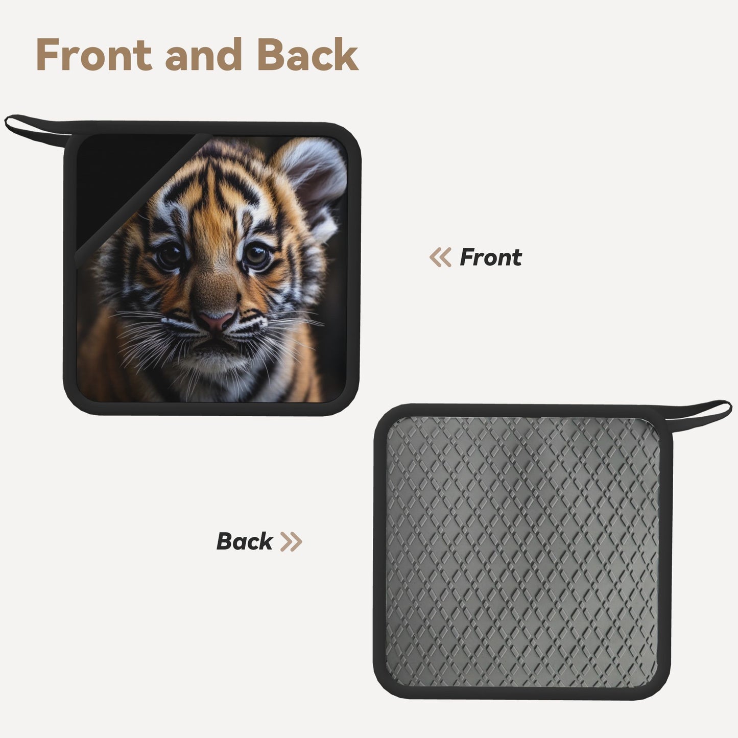 Set of 2 Square Silicone Heat-Resistant Mats 18×18cm – Tiger Art Design Kitchen & Table Pads