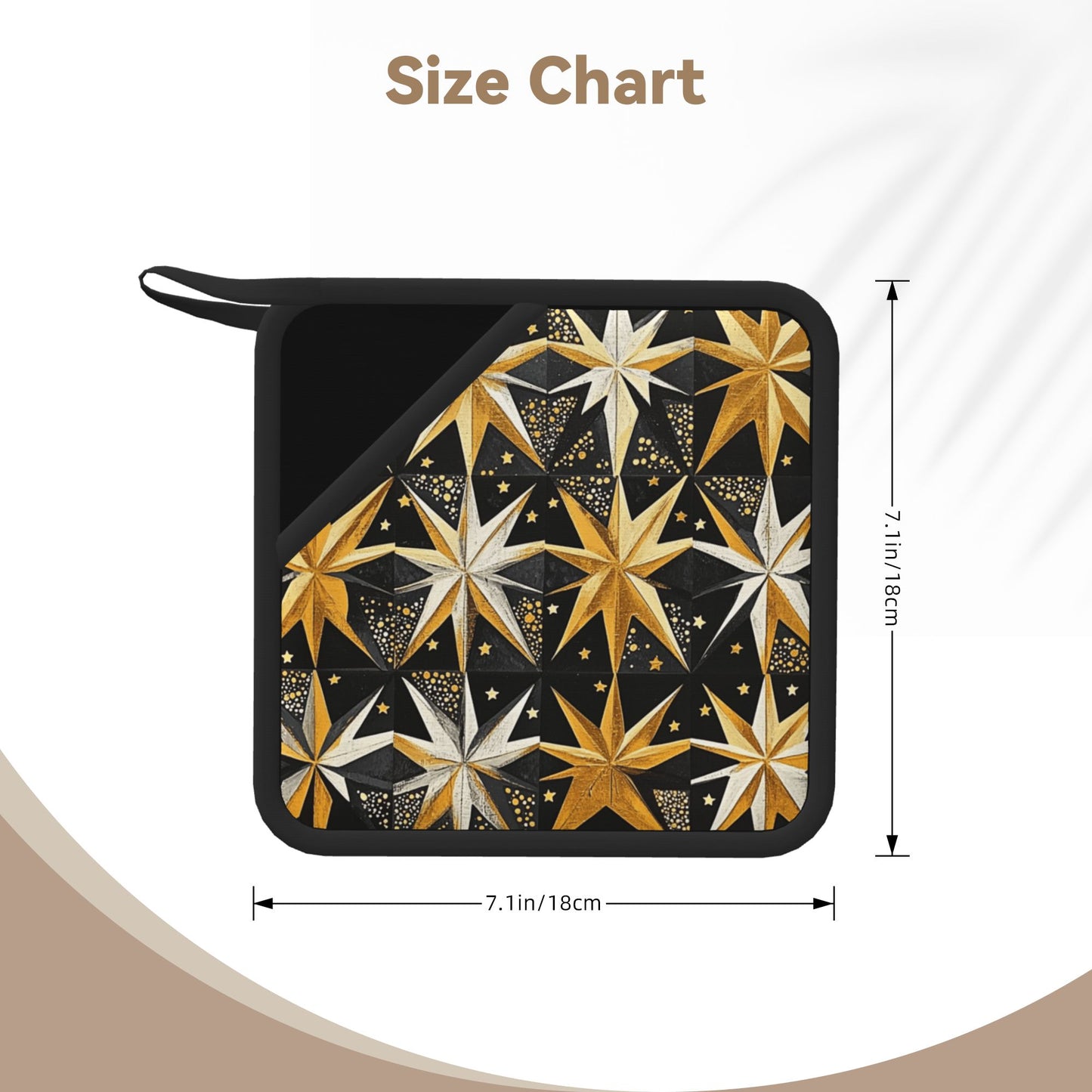 Set of 2 Square Silicone Heat-Resistant Mats 18×18cm – Gold & Silver Star Art Design Kitchen & Dining Pads