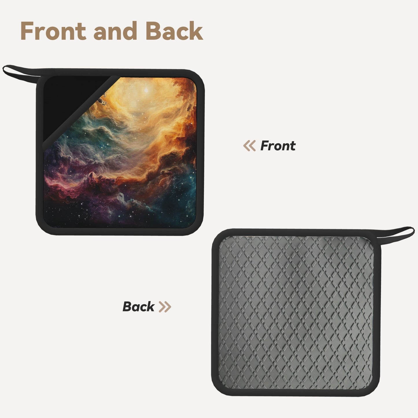 Set of 2 Square Silicone Heat-Resistant Mats 18×18cm – Galaxy Nebula Art Design Kitchen & Dining Pads