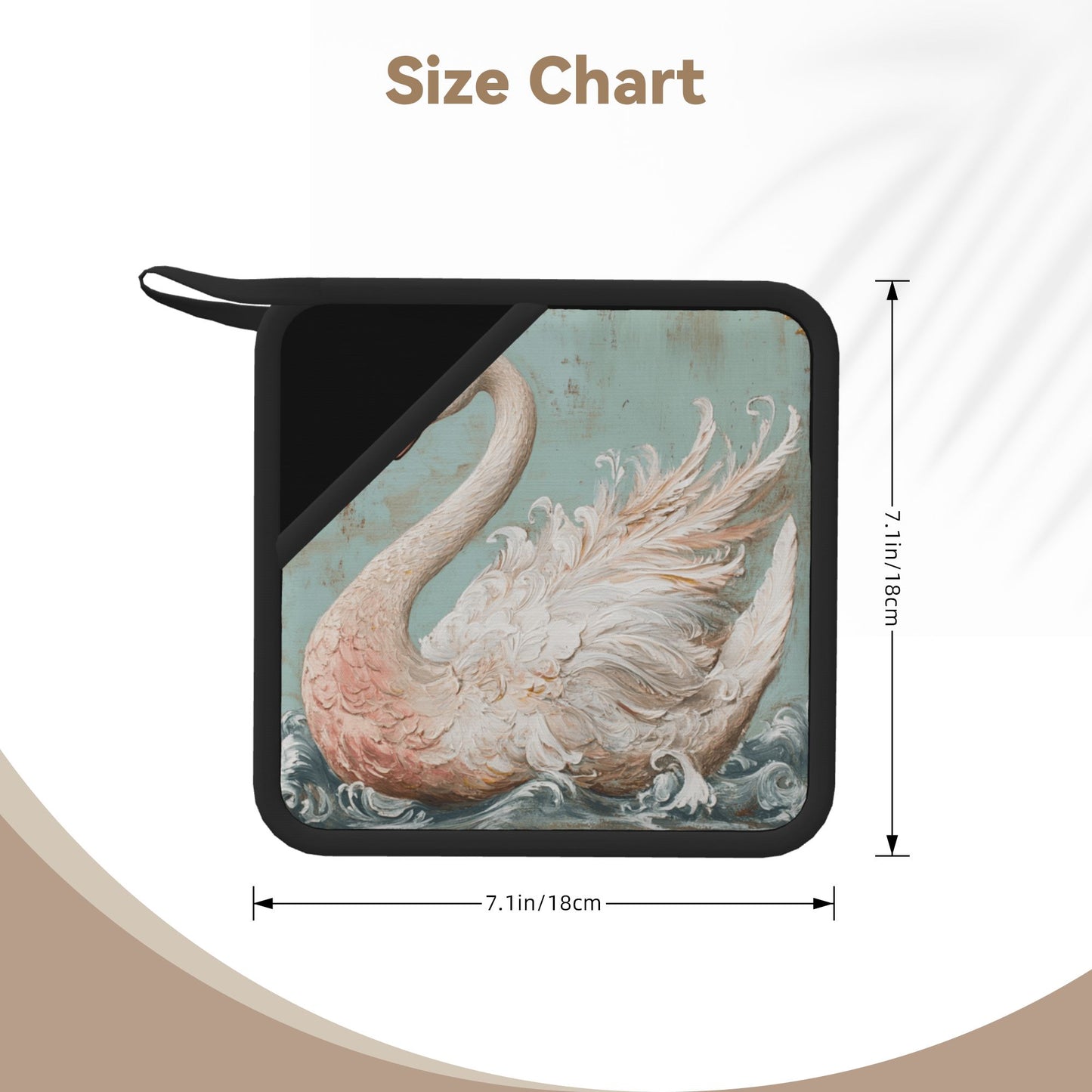 Set of 2 Square Silicone Heat-Resistant Mats 18×18cm – Elegant Swan Art Design Kitchen & Dining Pads