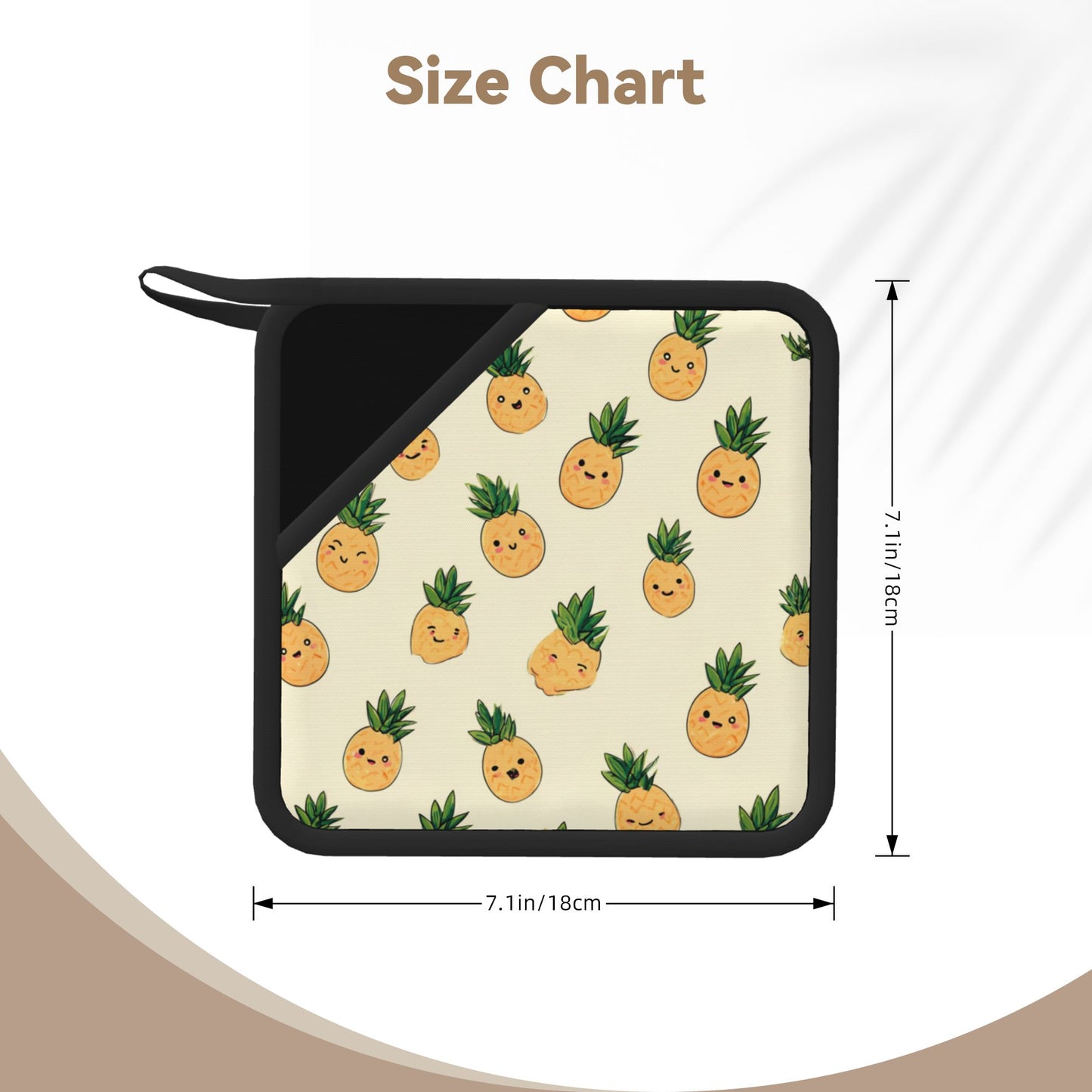 Set of 2 Square Silicone Heat-Resistant Mats 18×18cm – Cute Pineapple Cartoon Design Kitchen Pads