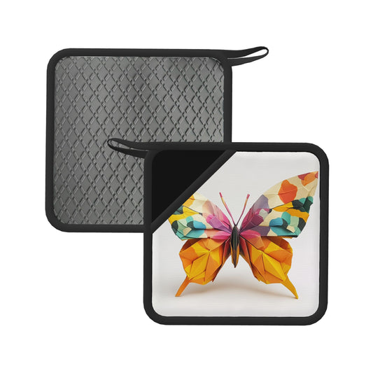Set of 2 Square Silicone Heat-Resistant Mats 18×18cm – Colorful Butterfly Design Kitchen Pads