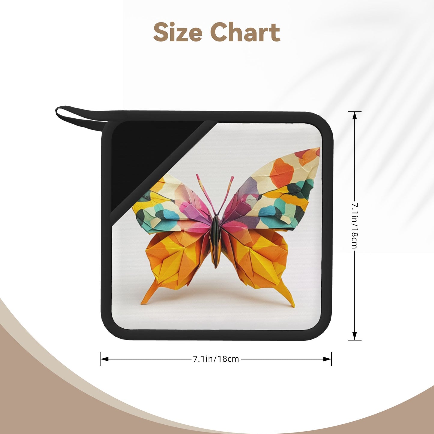 Set of 2 Square Silicone Heat-Resistant Mats 18×18cm – Colorful Butterfly Design Kitchen Pads
