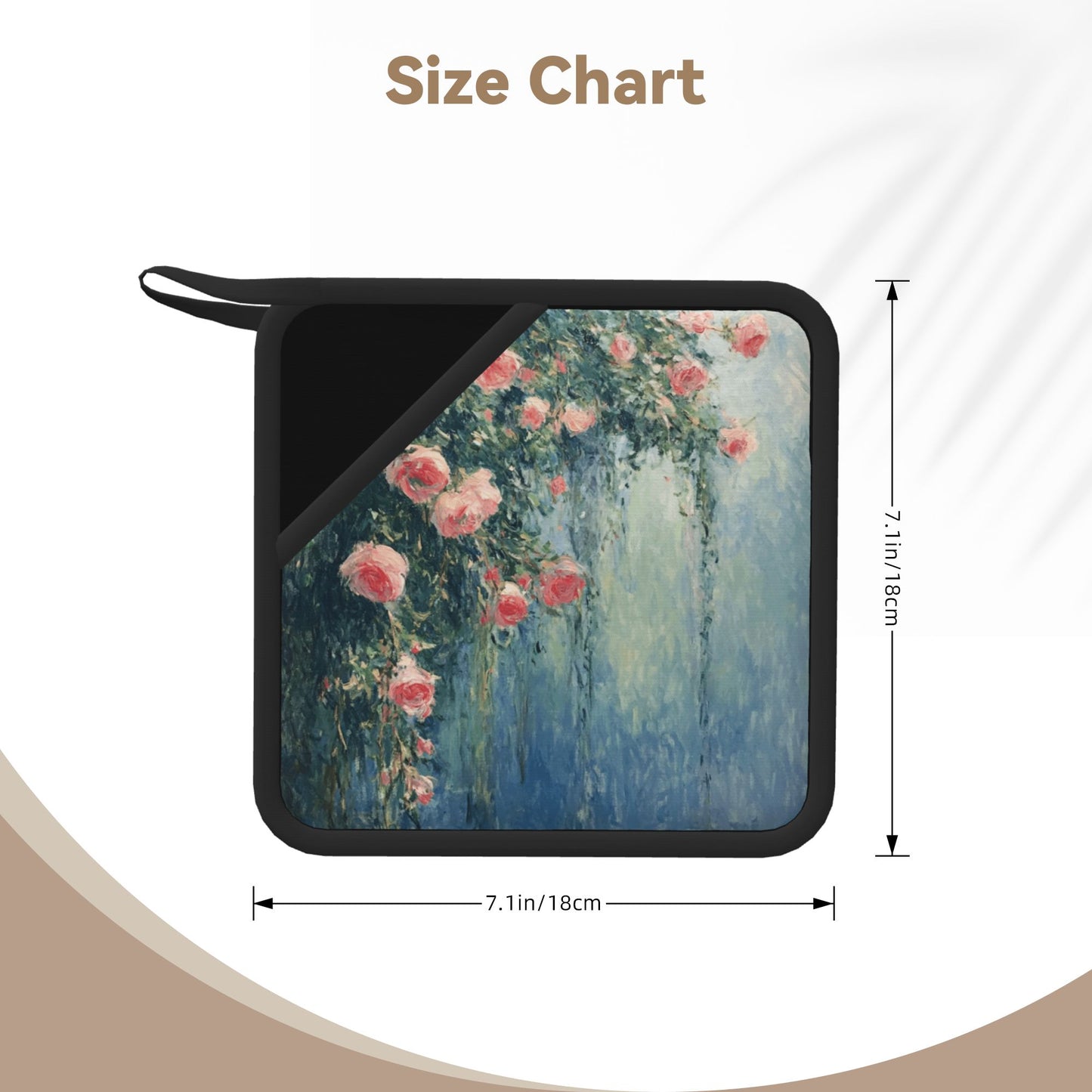 Set of 2 Square Silicone Heat-Resistant Mats 18×18cm – Oil Painting Floral Art Design Kitchen Pads