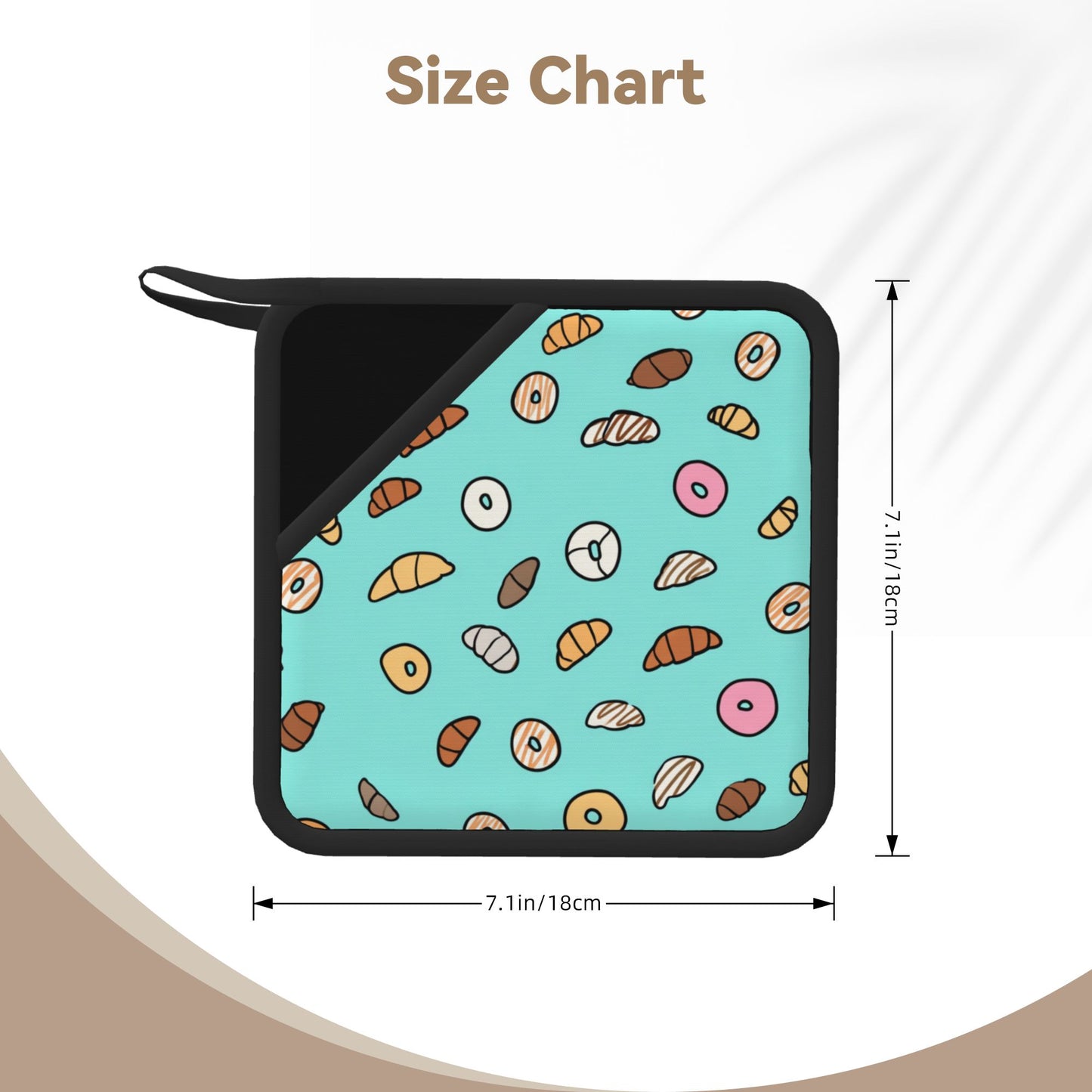 Set of 2 Square Silicone Heat-Resistant Mats 18×18cm – Cute Bakery Cartoon Design Kitchen Pads