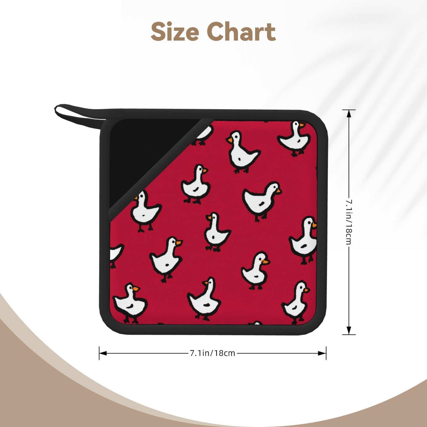 Set of 2 Square Silicone Heat-Resistant Mats 18×18cm – Cute Cartoon Goose Design Kitchen Pads