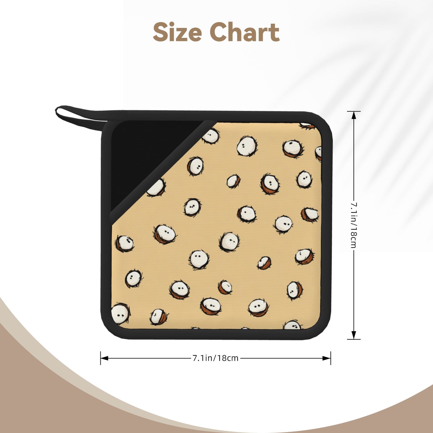 Set of 2 Square Silicone Heat-Resistant Mats 18×18cm – Cute Coconut Design Kitchen Pads