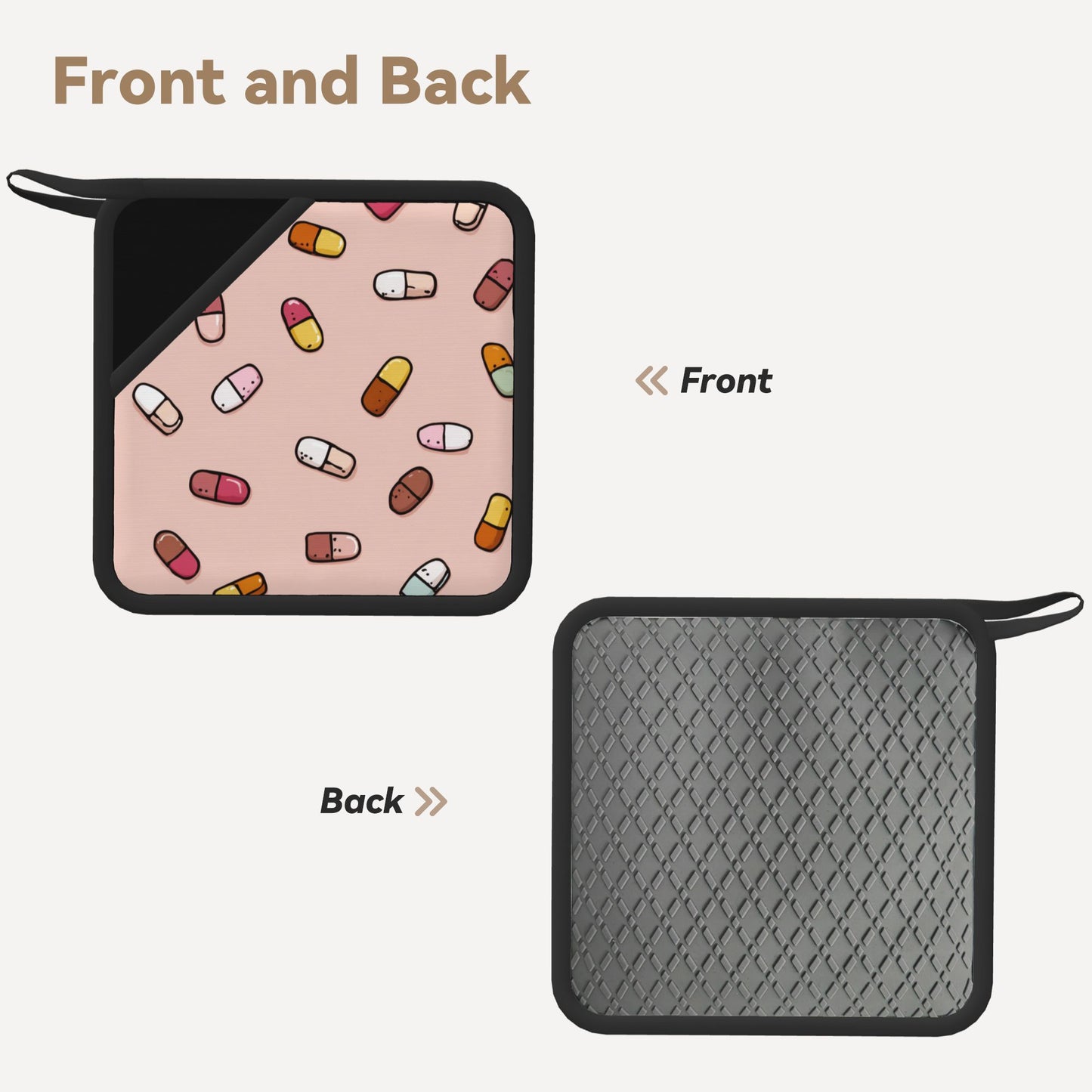 Set of 2 Square Silicone Heat-Resistant Mats 18×18cm – Fun Capsule Design Kitchen Pads