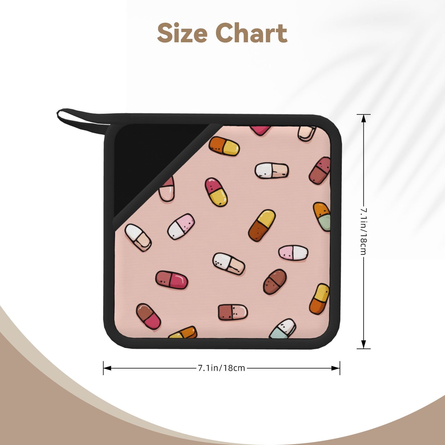 Set of 2 Square Silicone Heat-Resistant Mats 18×18cm – Fun Capsule Design Kitchen Pads