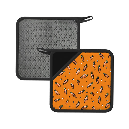 Set of 2 Square Silicone Heat-Resistant Mats 18×18cm – Carrot Design Kitchen Pads