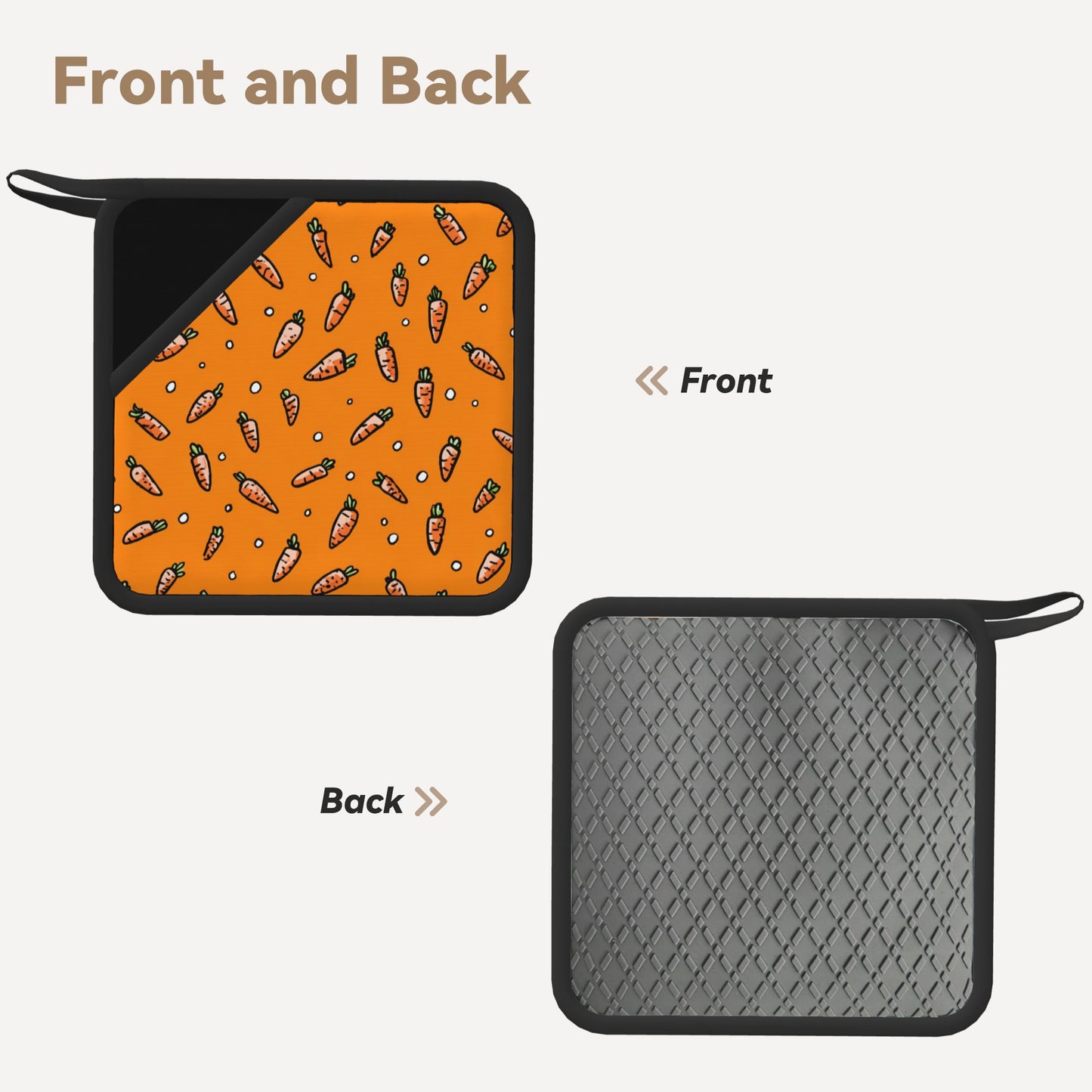 Set of 2 Square Silicone Heat-Resistant Mats 18×18cm – Carrot Design Kitchen Pads