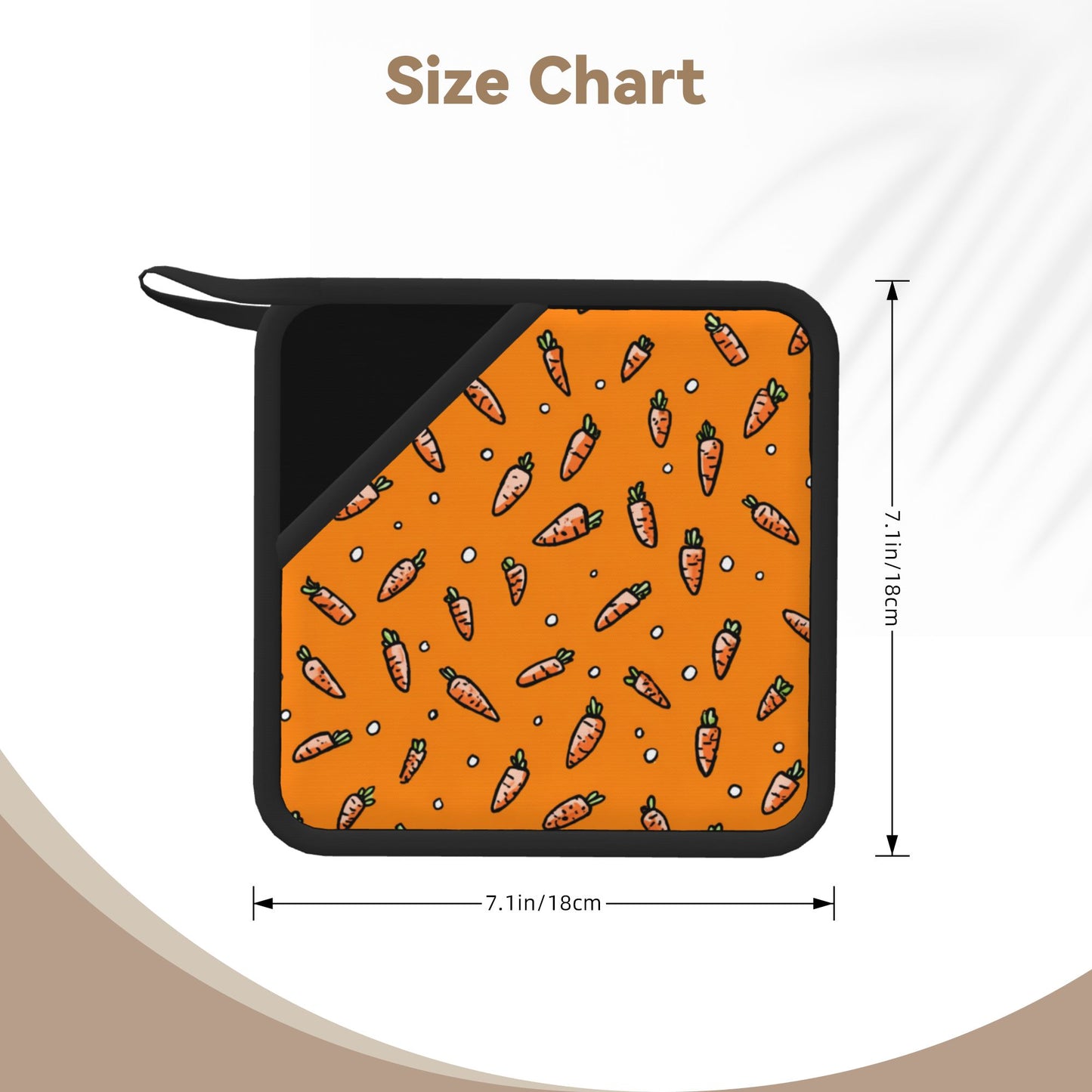 Set of 2 Square Silicone Heat-Resistant Mats 18×18cm – Carrot Design Kitchen Pads
