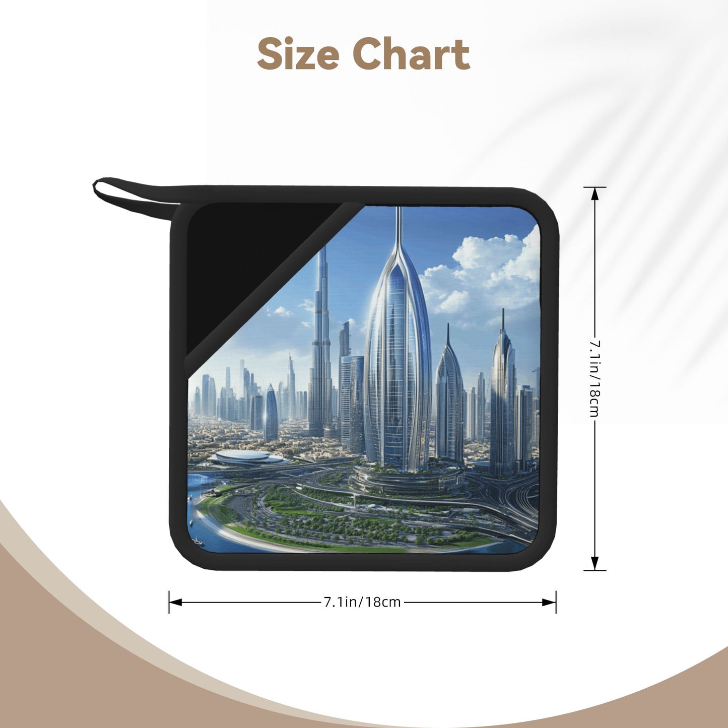 Set of 2 Square Silicone Heat-Resistant Mats 18×18cm – City Skyline Design Kitchen Pads